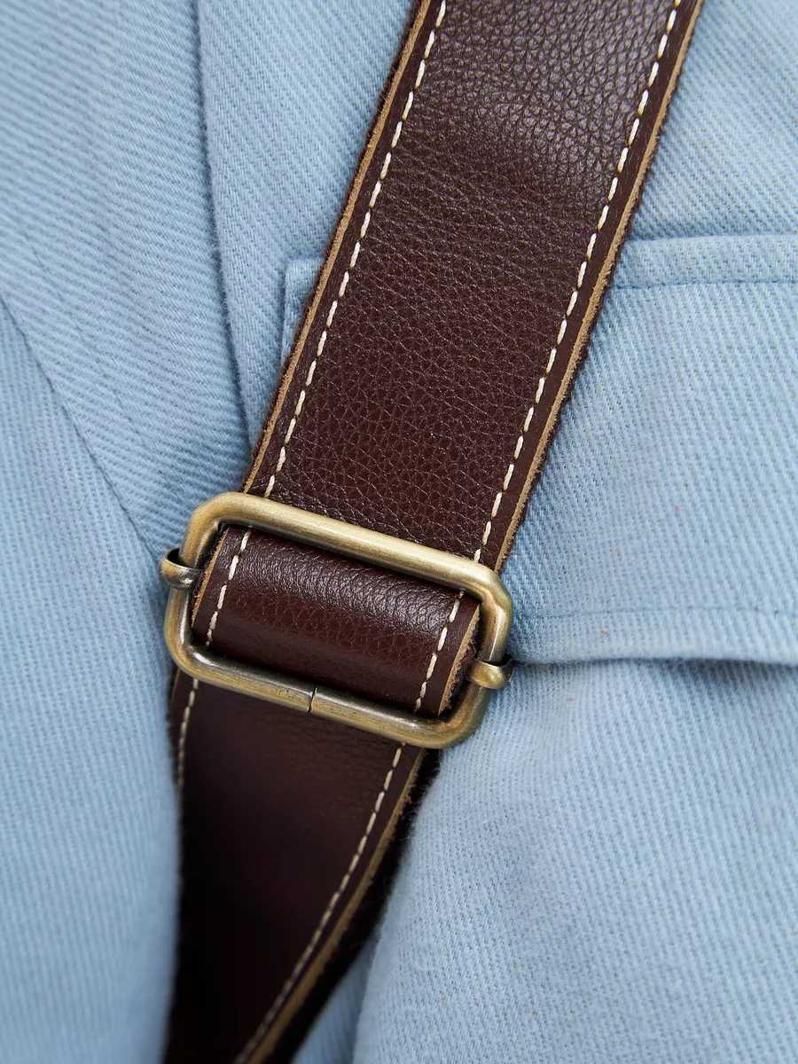 Рюкзак кожаный мужской городской для ноутбука Capsa с 3 наружными карманами и клапаном фотография 12