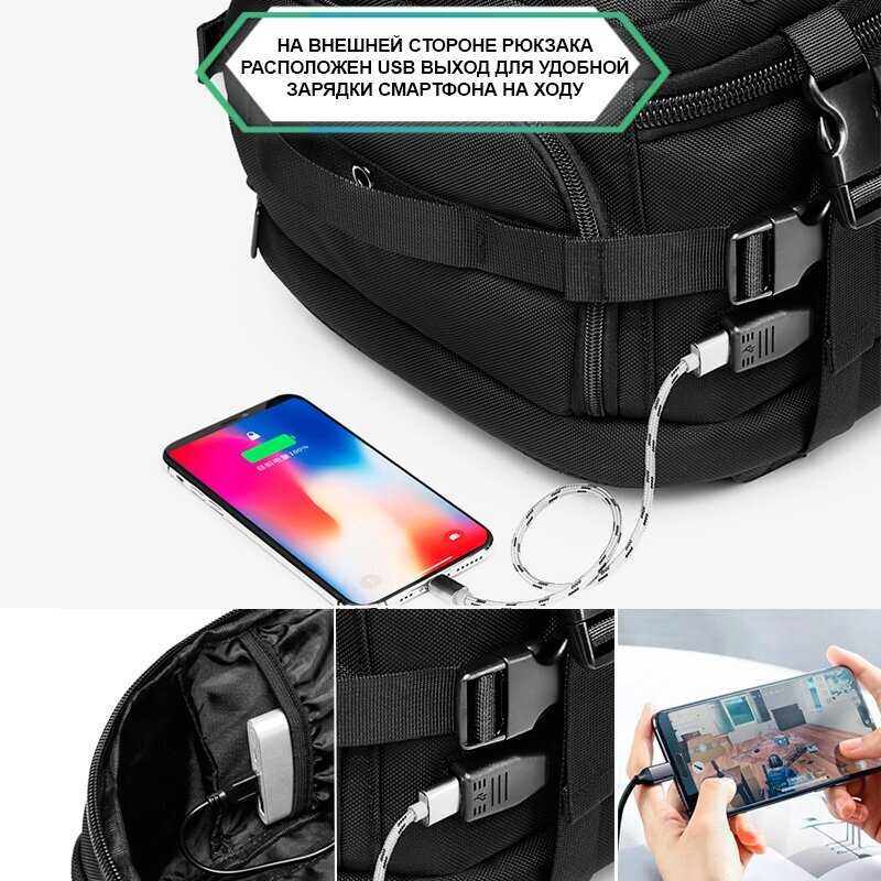 Рюкзак Ozuko Рюкзак-антивор большой 35л (с USB зарядкой и кодовым замком) фотография 5