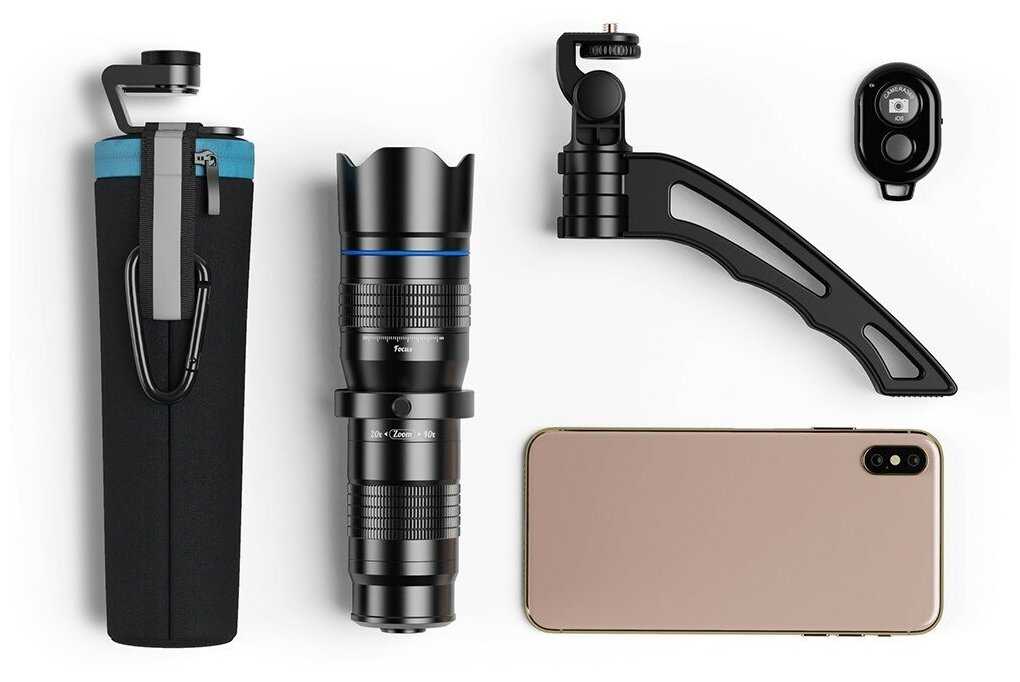 Портативный монокулярный телескоп для смартфонов APEXEL 20-40X Zoom Monocular со штативом, черный фотография 4