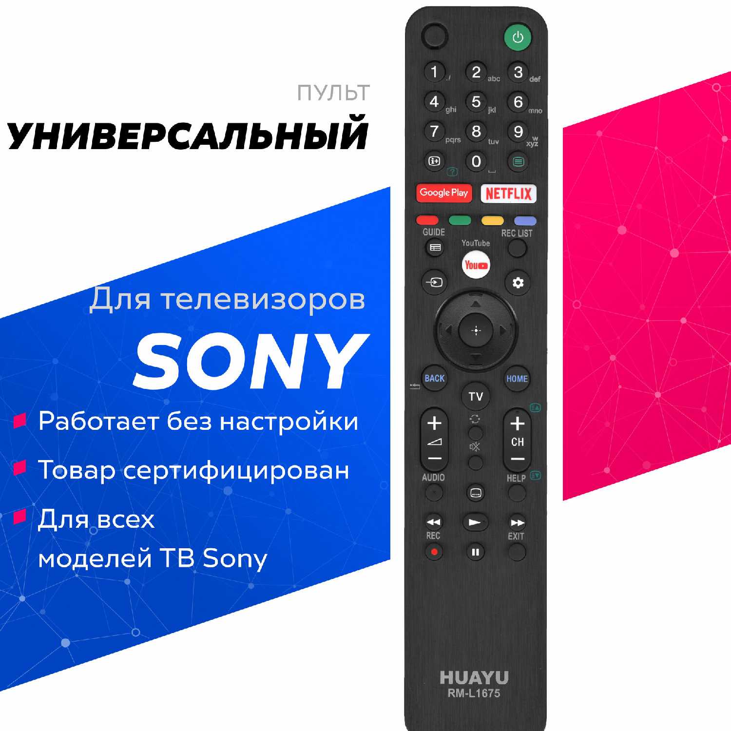 Универсальный пульт для телевизоров SONY RM-L1675