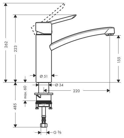 Смеситель для кухни (мойки) hansgrohe Focus S 31786000, рычажный фотография 1