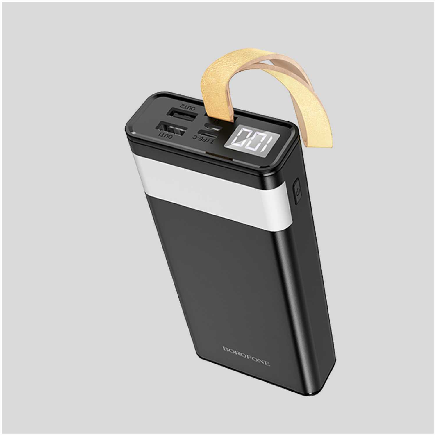 Портативный аккумулятор, Borofone BJ18, 20000 mAh, LED экран, с фонариком, черный.