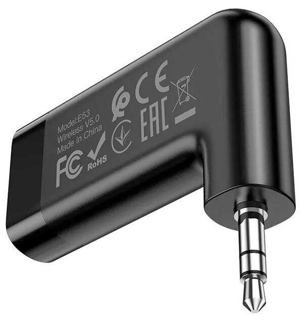 Автомобильный Bluetooth - адаптер Hoco E53 AUX, hands free, Чёрный фотография 2