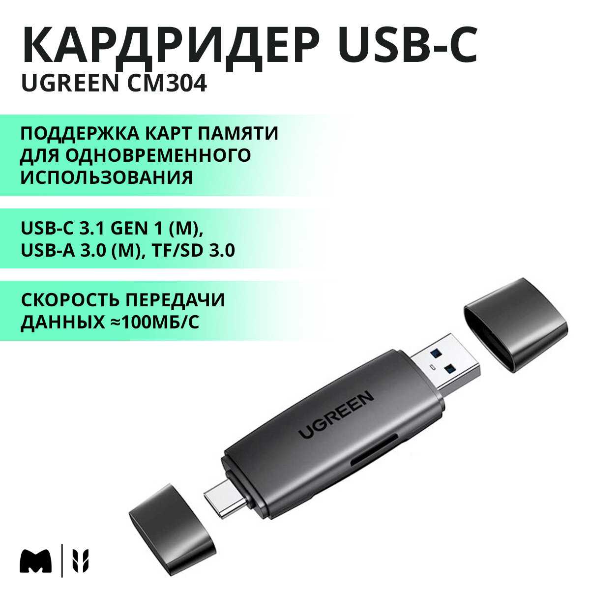 Кардридер UGREEN Кардридер многофункциональный UGREEN CM304 (80191) фотография 31