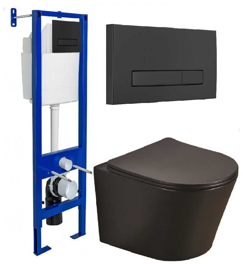 Унитаз с инсталляцией подвесной Azario Teramo AZ053ERMB с горизонтальным выпуском