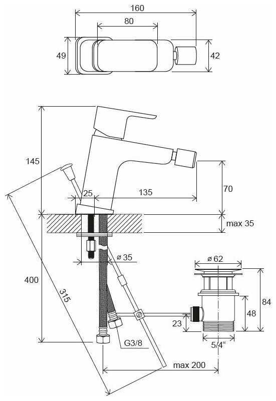 Смеситель для биде RAVAK 10° Free TD F 055.00, рычажный фотография 1