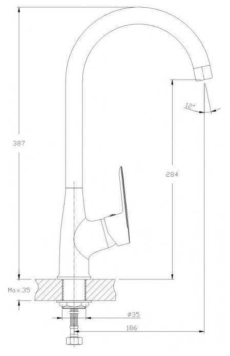 Смеситель для кухни (мойки) RUSH Edge ED7735-22, рычажный фотография 1