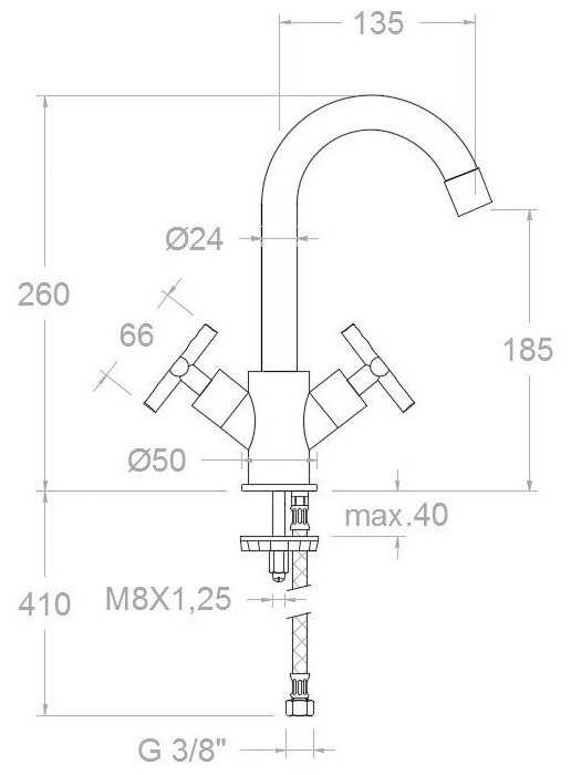 Смеситель для раковины (умывальника) Ramon Soler RS-Cross 6202, вентильный фотография 1