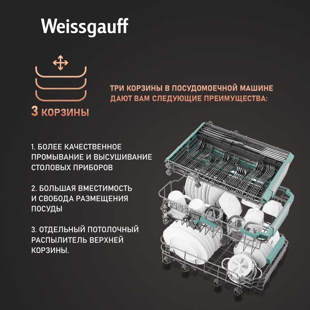 Встраиваемая посудомоечная машина Weissgauff BDW 4139 D (Timer Floor) фотография 7
