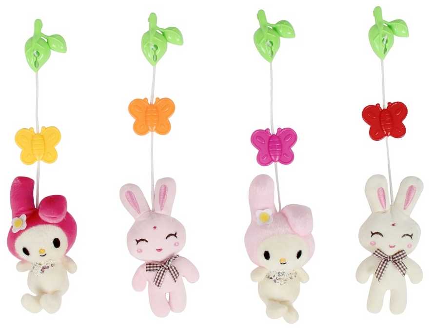 Музыкальный мобиль зайка меховая мягкая пушистая подвесная карусель фотография 3