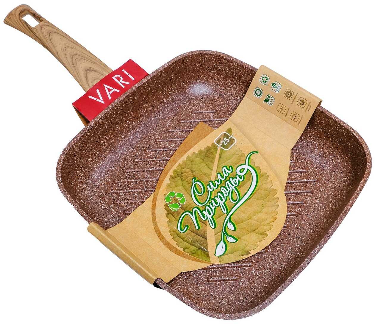 Сковорода-гриль квадратная литая Сила природы 26*26см фотография 11