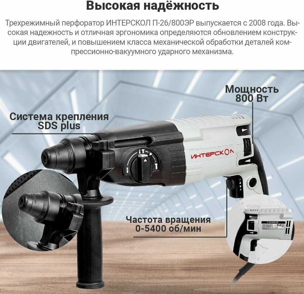 Перфоратор Интерскол П-26/800ЭР (426.0.1.00) фотография 17