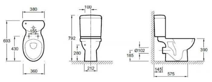 Чаша унитаза напольная Jacob Delafon Patio 4101G-00 с горизонтальным выпуском фотография 1