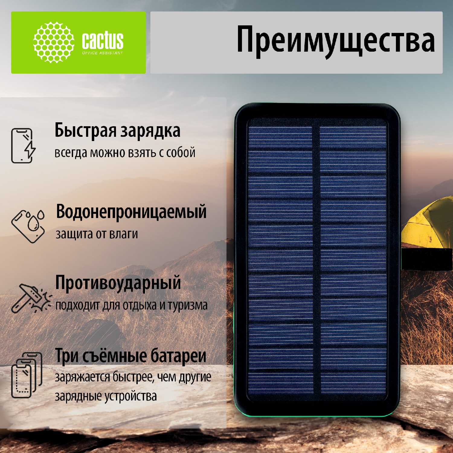 Мобильный аккумулятор Cactus CS-PBFSPT-10000 (10000mAh) фотография 13