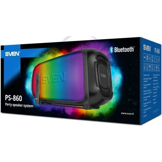 Беспроводная портативная Bluetooth колонка SVEN PS-860 (FM-радио, USB flash, microSD, TWS, пульт ДУ) 100 Вт фотография 1