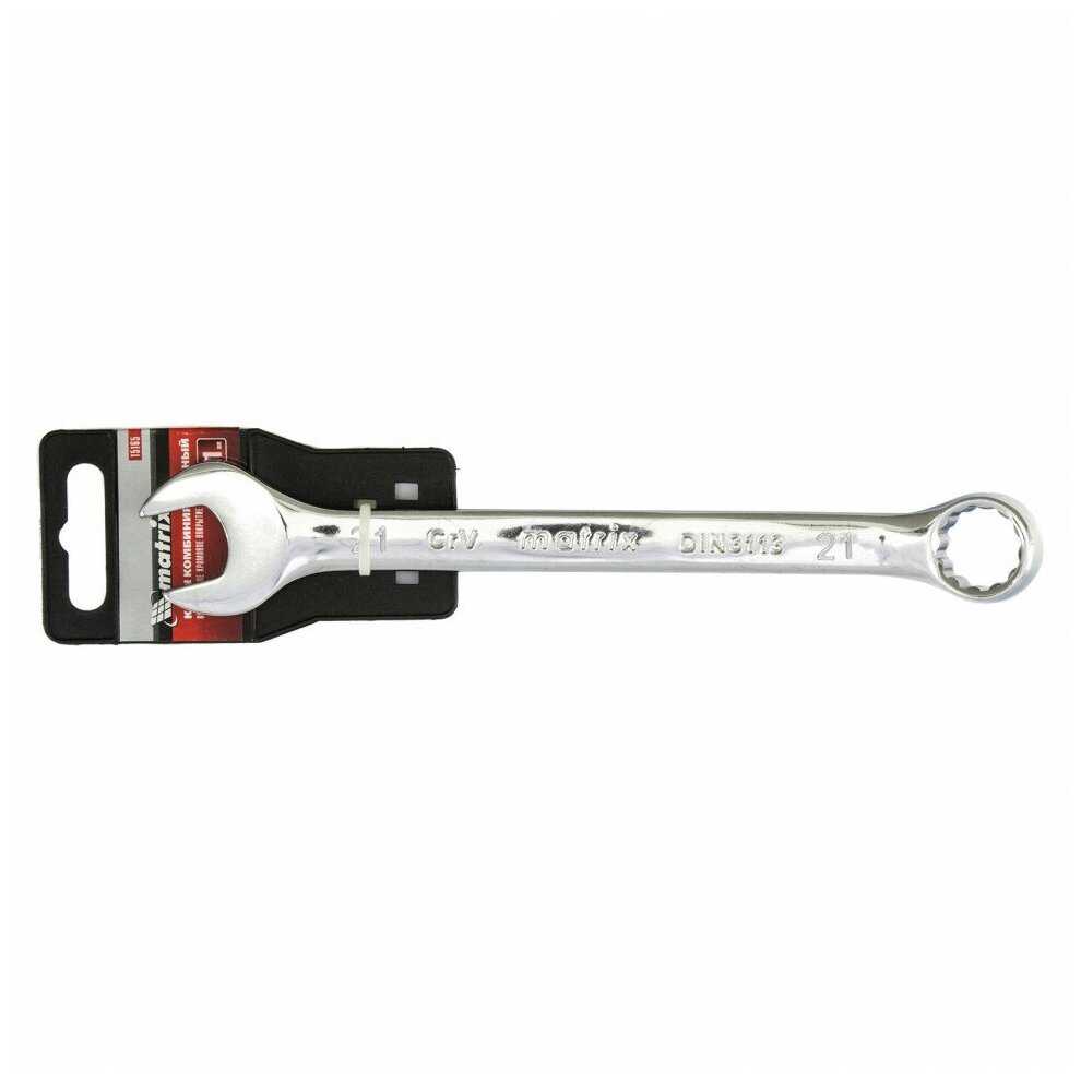 Ключ комбинированный Matrix 21 мм, CrV, полированный хром 15165 фотография 3