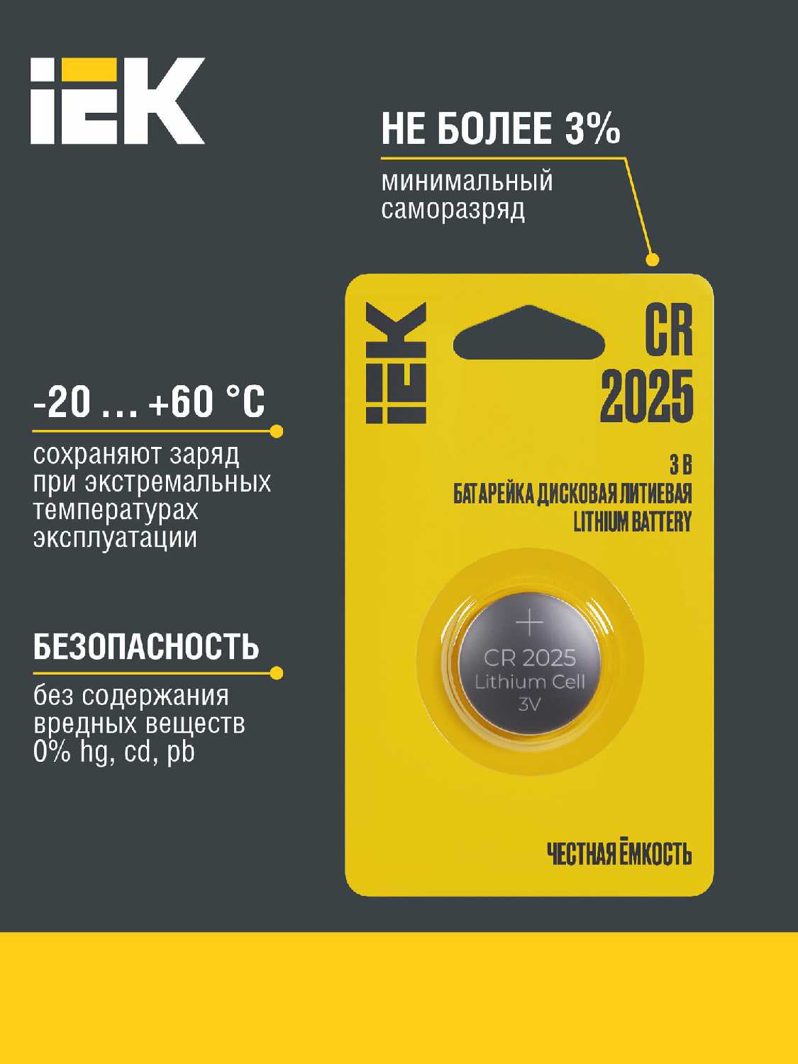 Батарейка дисковая литиевая Optima CR2025 (2шт/блистер) фотография 1