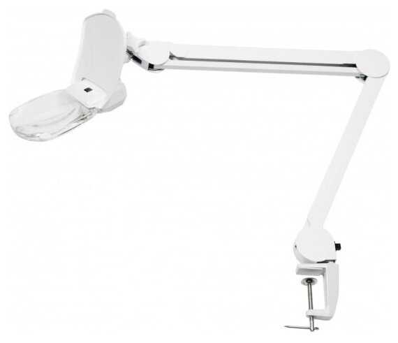 Лампа лупа на струбцине REXANT, квадратная 3D+20D, с подсветкой 6 LED, серия EXPERT, белая фотография 1