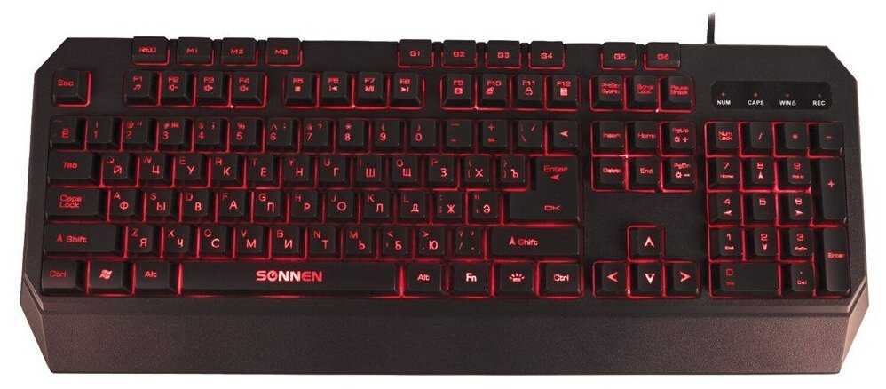 Клавиатура проводная игровая SONNEN KB-7700, USB, 104 клавиши + 10 программируемых клавиш, RGB, черная, 513512, 513512 фотография 6
