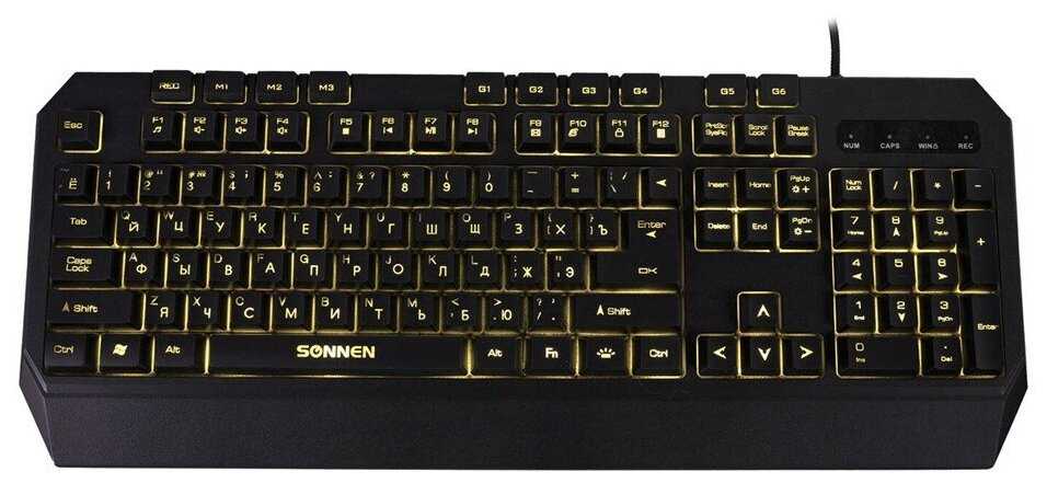 Клавиатура проводная игровая SONNEN KB-7700, USB, 104 клавиши + 10 программируемых клавиш, RGB, черная, 513512, 513512 фотография 7