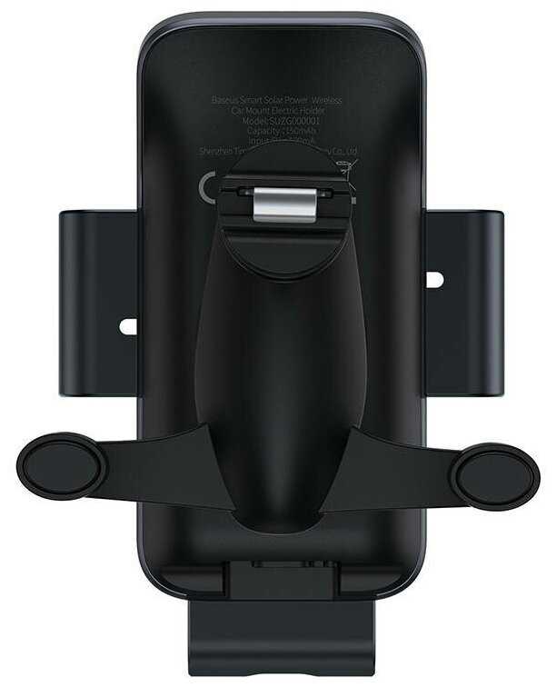 Автомобильный держатель с солнечной батарей Baseus Smart Solar Power Wireless Car Mount Electric Holder Black (SUZG000001) фотография 5