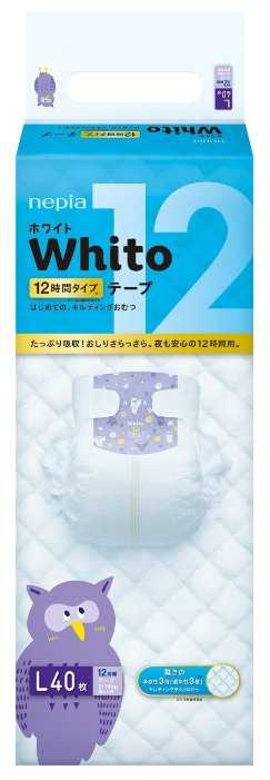 Nepia подгузники Whito 12 часов L (9-14 кг) 40 шт.