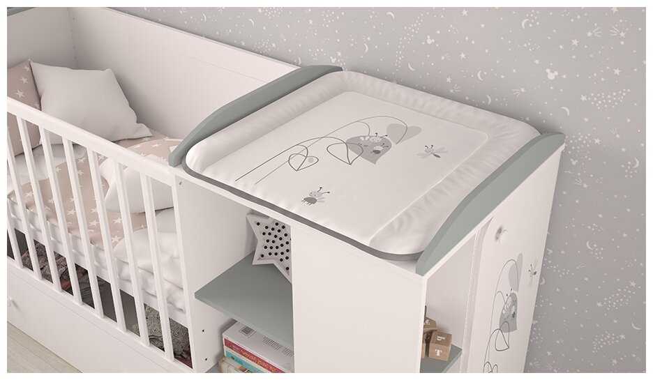 Кроватка Polini Kids French 800 Amis с комодом (трансформер), трансформер фотография 3