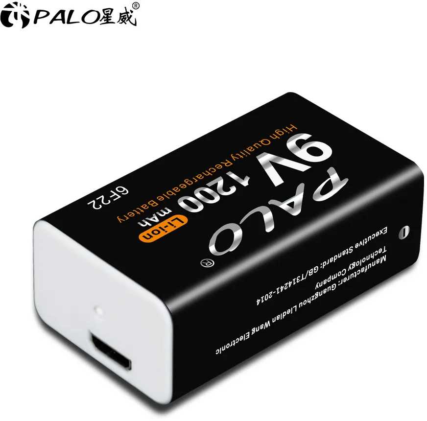 Аккумуляторная батарейка Крона 6F22 9V 1200 mAh, с зарядкой USB, 1 шт. фотография 21