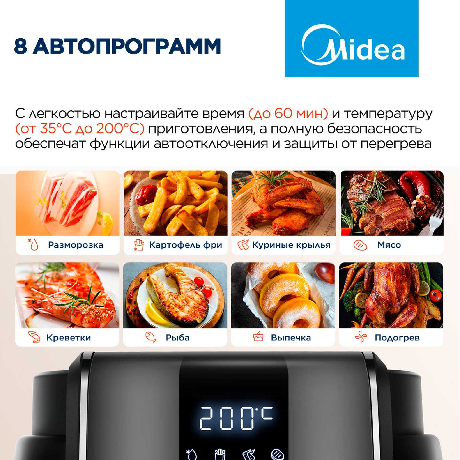 Аэрогриль Midea MAF-1075W фотография 8