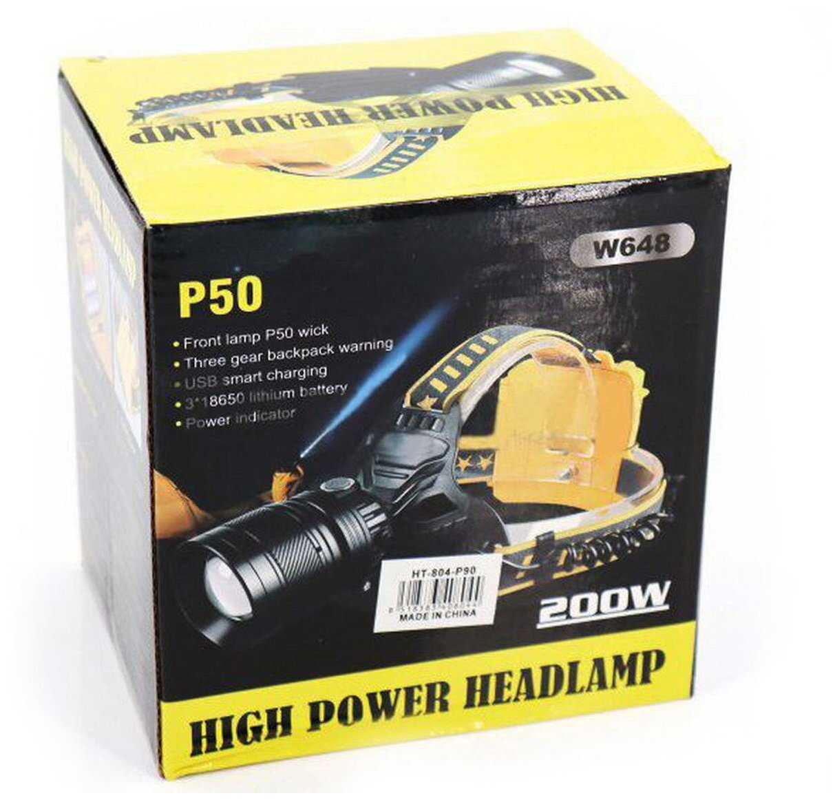 Сверхмощный аккумуляторный налобный фонарь HT-0806-P90, 200 Ватт/ для охоты и рыбалки фотография 3