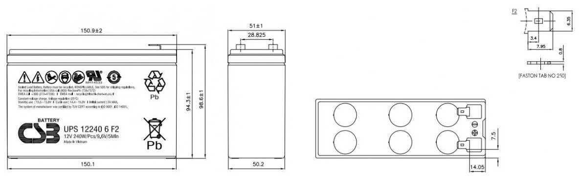 Аккумуляторная батарея CSB UPS 122406 (12В) фотография 1