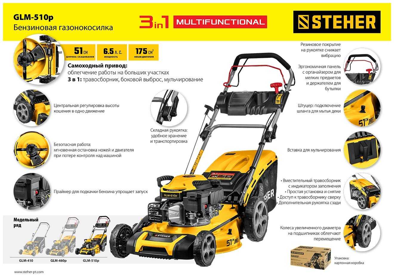 Бензиновая газонокосилка STEHER GLM-510p фотография 7