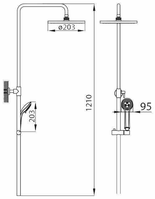Душевая стойка Milardo 2403F21M76, хромоникелевое фотография 1