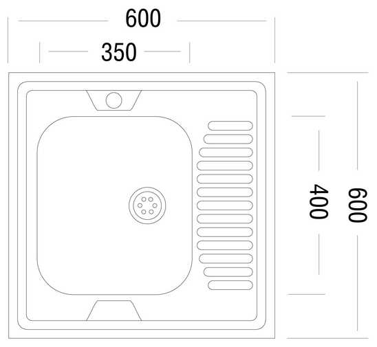 Накладная кухонная мойка UKINOX Standart STD600.600 ---4C 0L-, 60х60см, нержавеющая сталь фотография 1