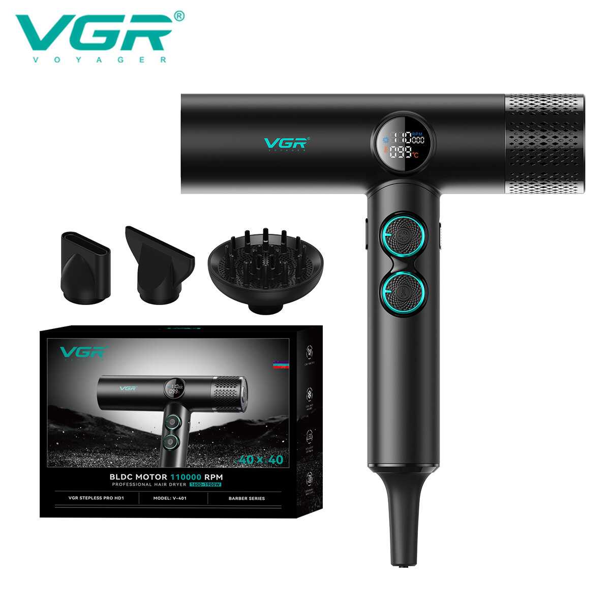 Профессиональный мощный фен VGR V-401