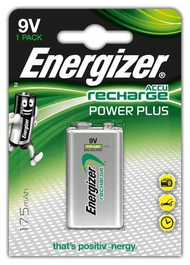 Аккумулятор Ni-Mh 175 мА·ч 9 В Energizer Accu Recharge Power Plus 9V Крона