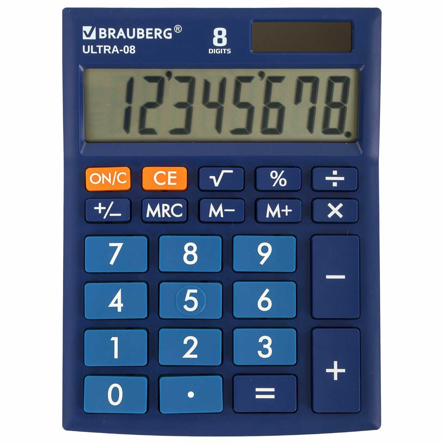Калькулятор Brauberg Ultra-08-BU (154x115 мм, 8 разрядов, двойное питание) фотография 12