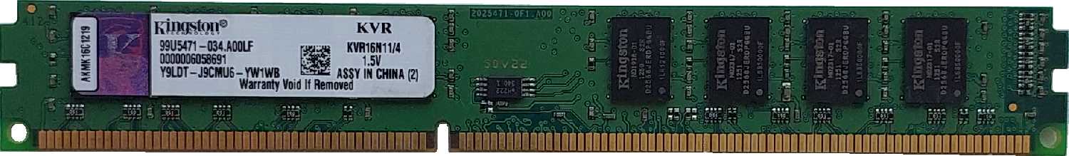Оперативная память Kingston ValueRAM 4 ГБ DDR3 DIMM CL11 (KVR16N11/4) фотография 11