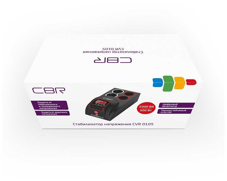 Стабилизатор напряжения CBR CVR 0105 (4 розетки 1.2 м) фотография 3