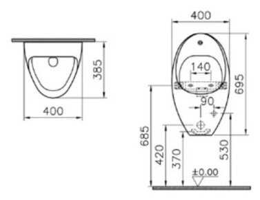 Писсуар подвесной VitrA Arkitekt 4106B003-5291 с горизонтальным выпуском фотография 2