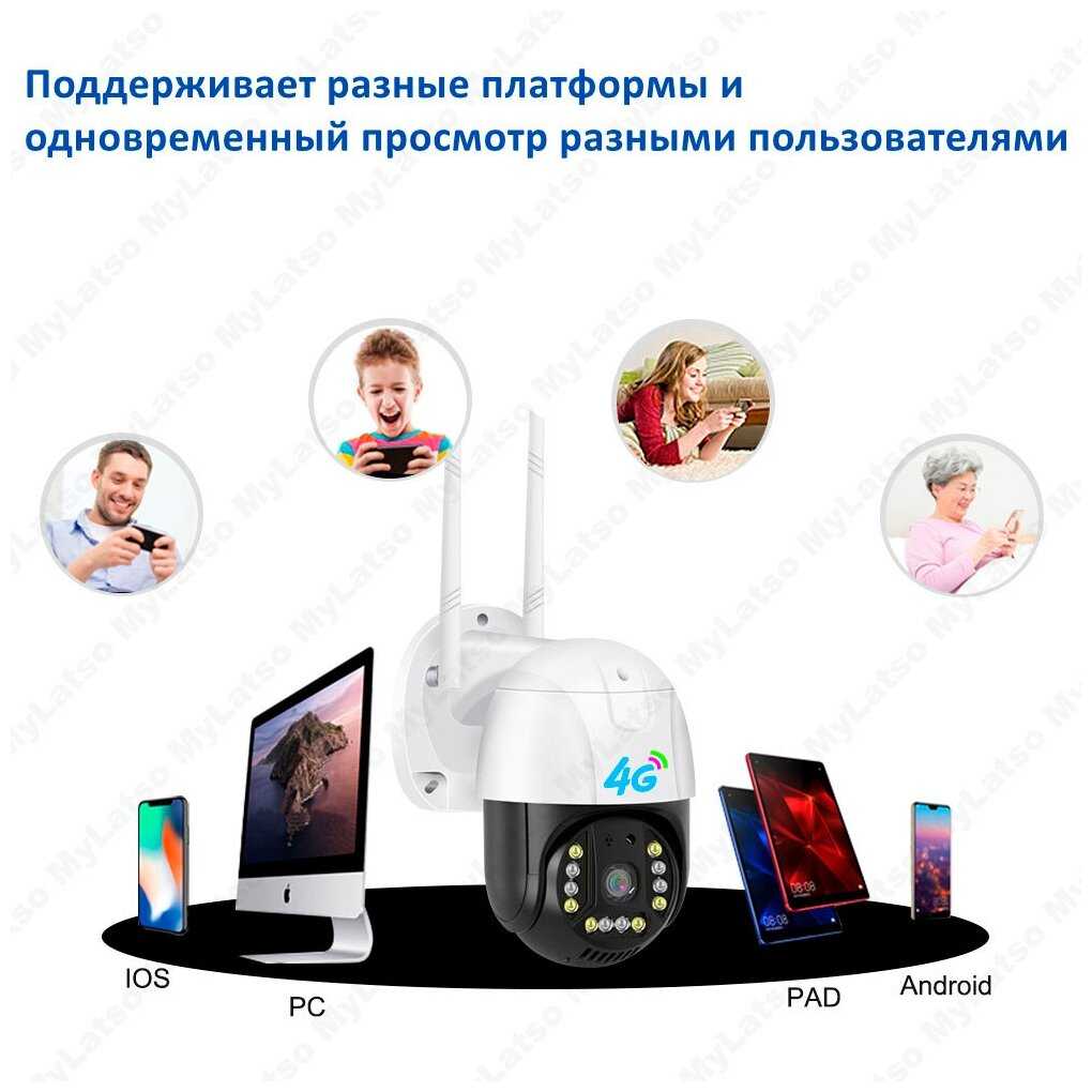 Уличная поворотная камера видеонаблюдения 4G LTE с сим картой MyLatso, sim card, с датчиком движения и микрофоном фотография 6