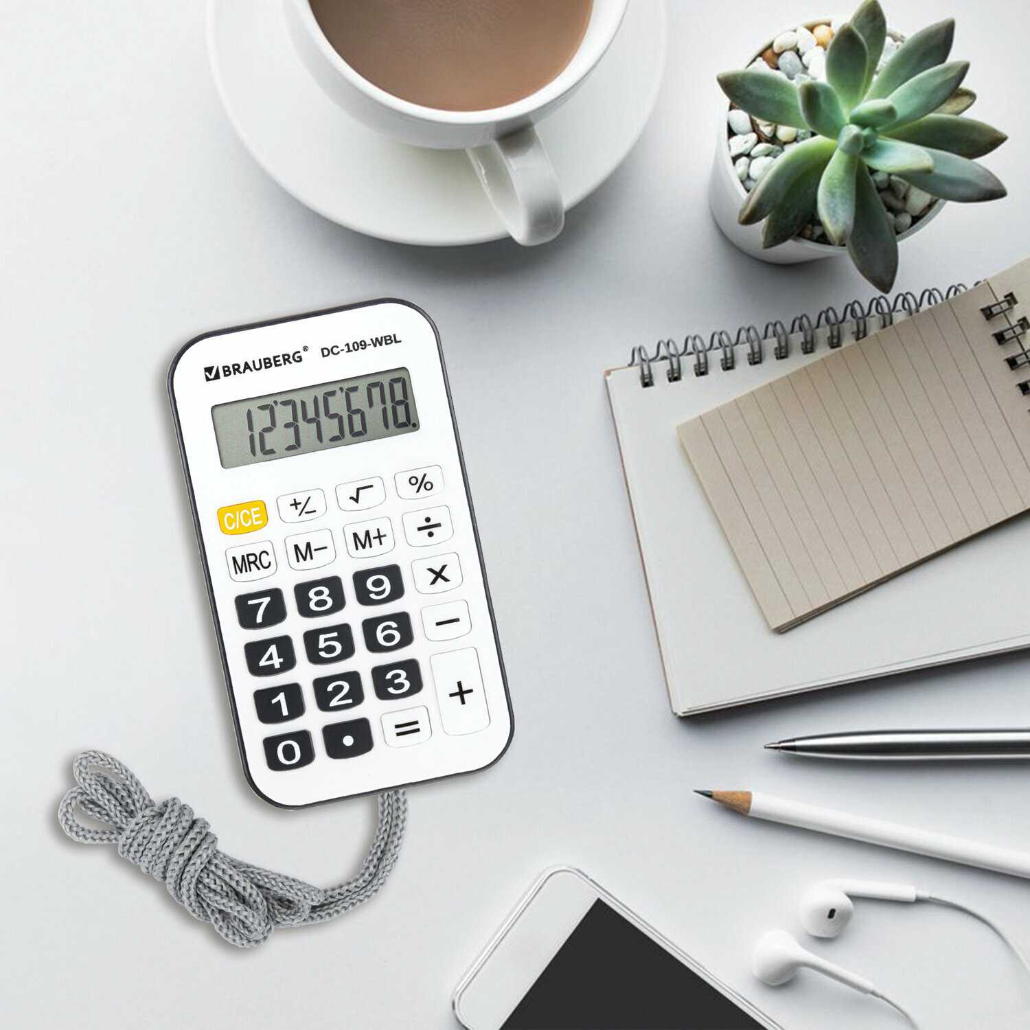 Калькулятор карманный BRAUBERG DC-109-WBU [61x110мм, 8 разрядов] фотография 4