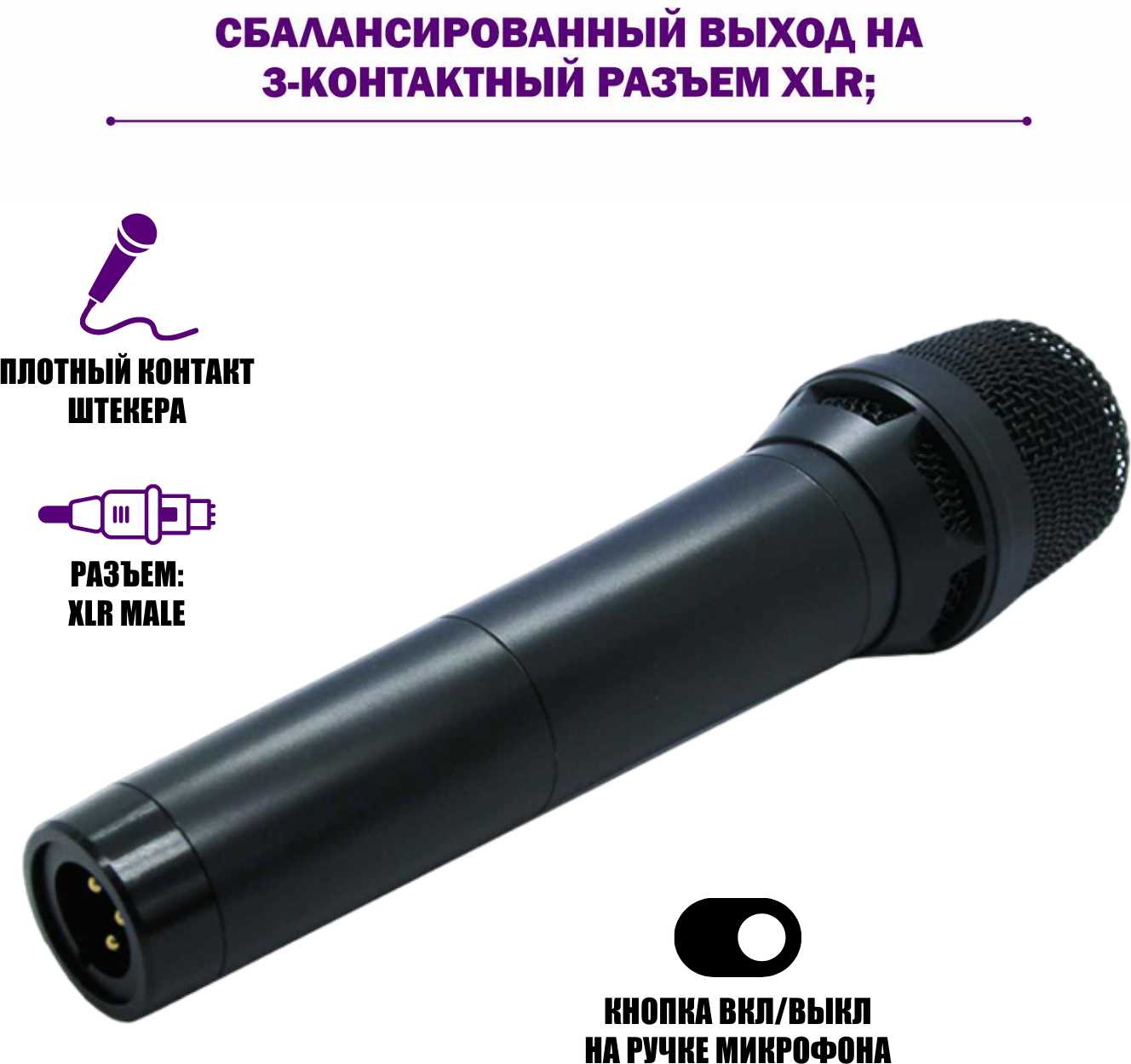 Динамический микрофон RVM с кабелем 3 м, разъем XLR (M) - XLR (F) фотография 3