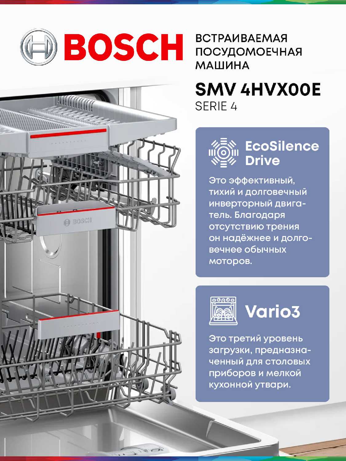 Встраиваемая посудомоечная машина Bosch SMV4HVX00E фотография 2