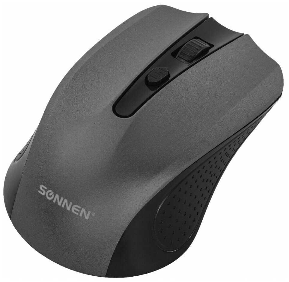 Мышь беспроводная SONNEN V99, USB, 1000/1200/1600 dpi, 4 кнопки, оптическая, серая, 513528 фотография 9