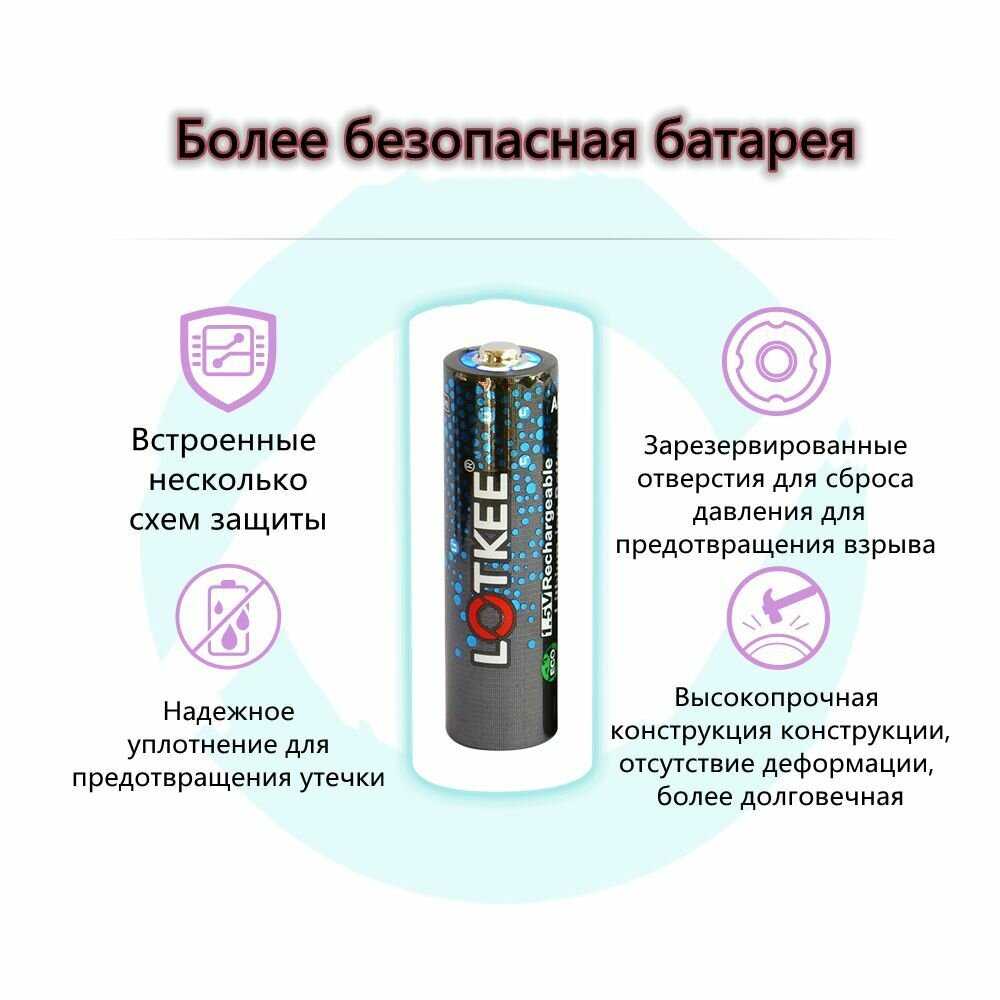 Литиевая батарея LOTKEE aaa аккумулятор li ion 1.5v (Мизинчиковые) фотография 5