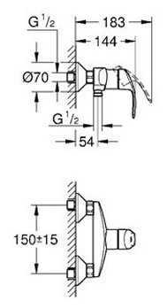 Душевая стойка Grohe New Tempesta 200 124410, хром фотография 2