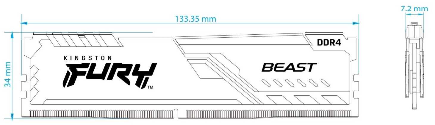 Оперативная память Kingston FURY Beast 64 ГБ (32 ГБ x 2 шт.) DDR4 3200 МГц DIMM CL16 KF432C16BBK2/64 фотография 3