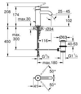 Смеситель для раковины (умывальника) Grohe Essence 23589DC1, рычажный фотография 1