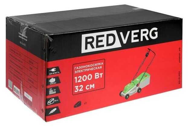 Газонокосилка электрическая RedVerg RD-ELM32, 1200 Вт, ширина 320 мм, высота 27-62 мм, 30 л фотография 9